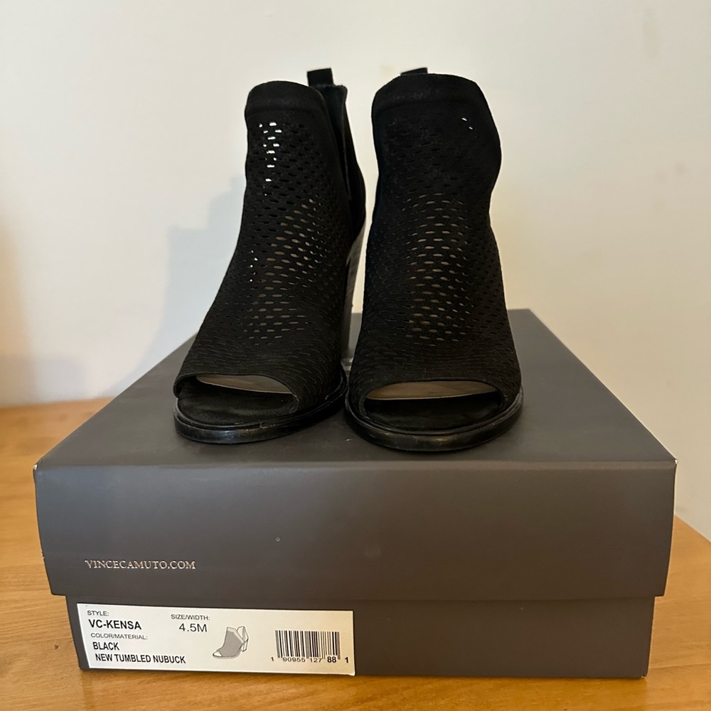 Vince Camuto Women's Black Peep-Toe Ankle Boots